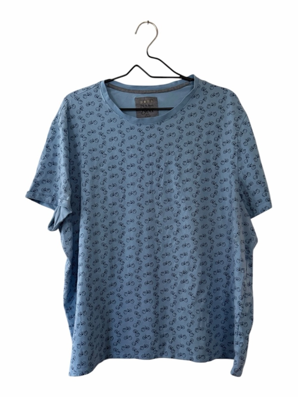 Jos A. Bank Men's Light Blue Bicycle Print Crewneck T Shirt Size XXL Graphic Tee